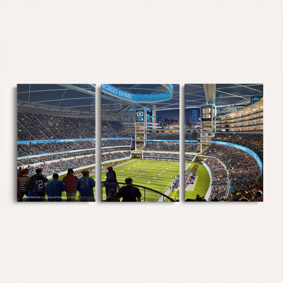 Chicago Dome Stadium Wall Art Canvas Print, Framed Modern Decor