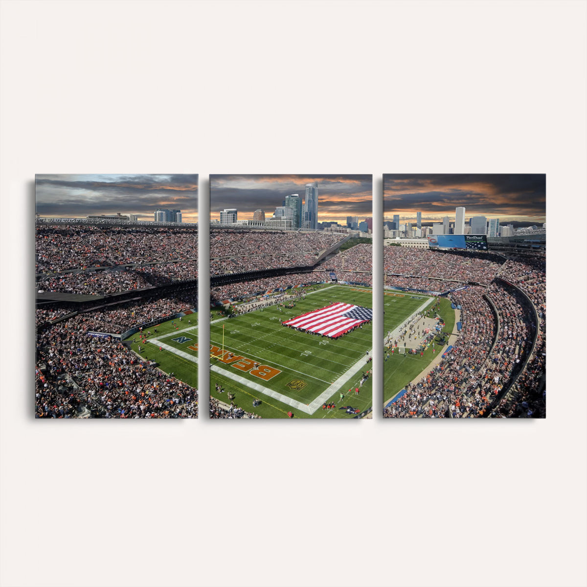 98106777-PAN-FL-20X10 - Chicago Bears Soldiers Field Wall Art Canvas Print, Extra Large Game Room Wall Decor