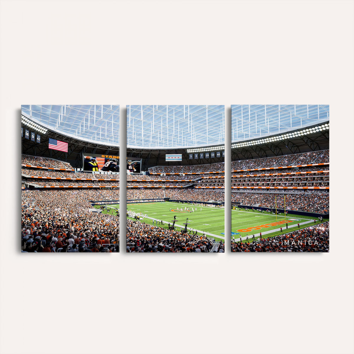 32530647-PAN-FL-20X10 - Chicago Bears Soldiers Field Wall Art Canvas Print, Framed and Ready to Hang