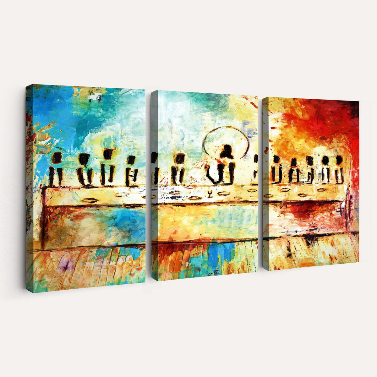 YKE34632598CR-_Poster-30x20 - Abstract Last Supper Wall Art, Jesus and Apostles Canvas Print, Religious Decor