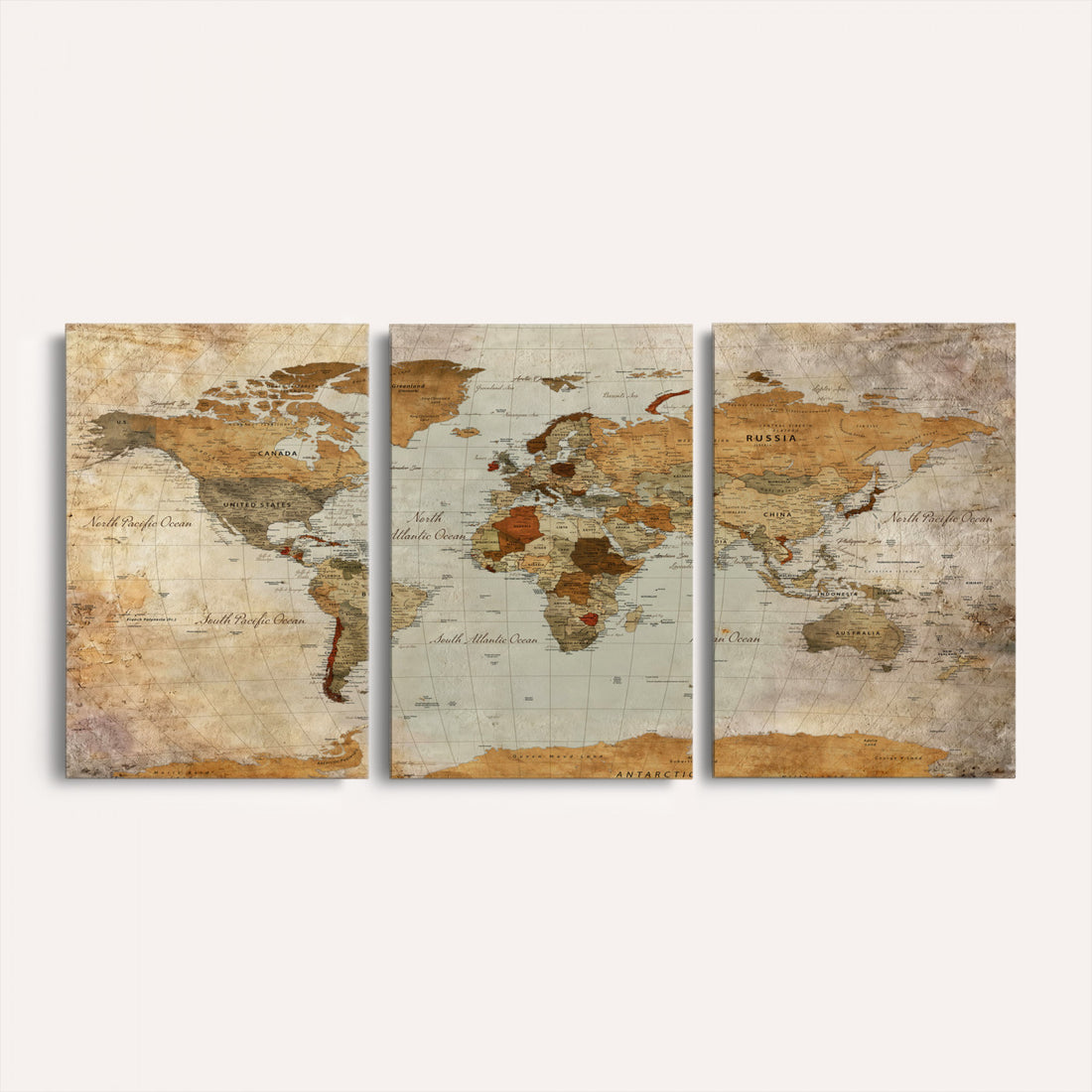 Large World Map Canvas Print | Detailed Map of the World Wall Art