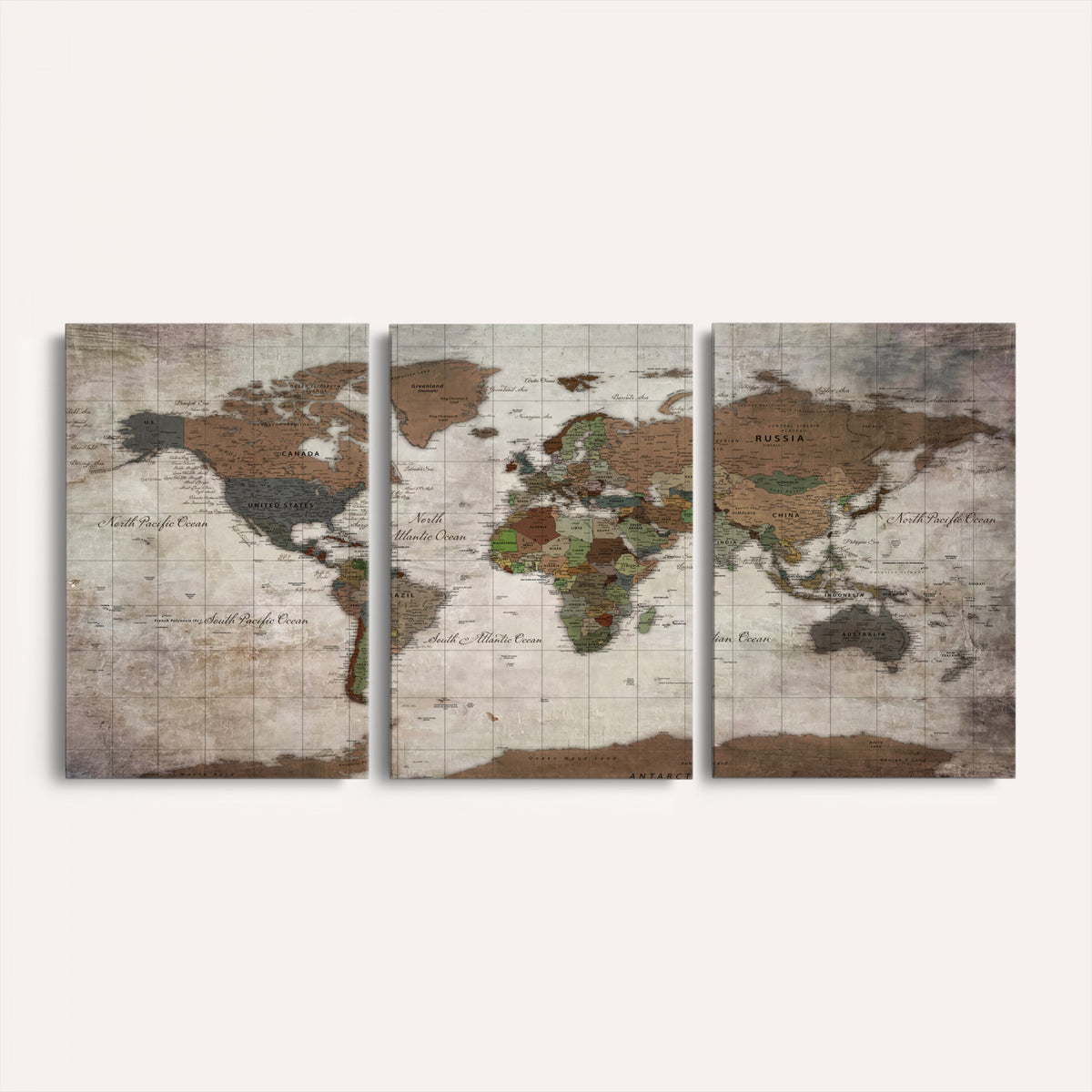 65393892-MGV-CV-36X24 - World Map Wall Art Canvas Print, Modern Decorative Framed Map Artwork Prints for Living Room, Office, Bedroom Wall Decor