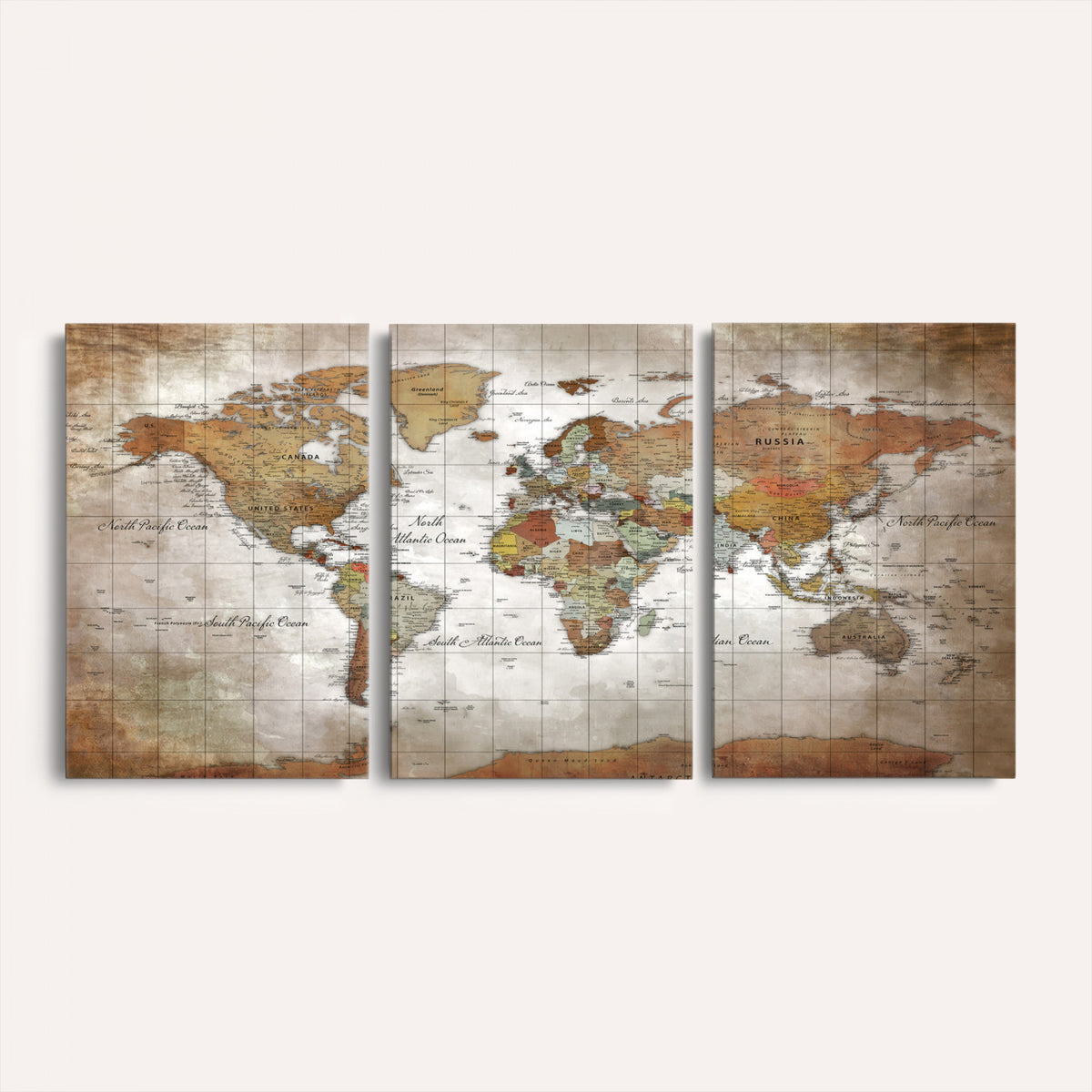 51643807-MGV-CV-36X24 - World Map Wall Art Canvas Print, Modern Decorative Framed Map Artwork Prints for Living Room, Office, Bedroom Wall Decor