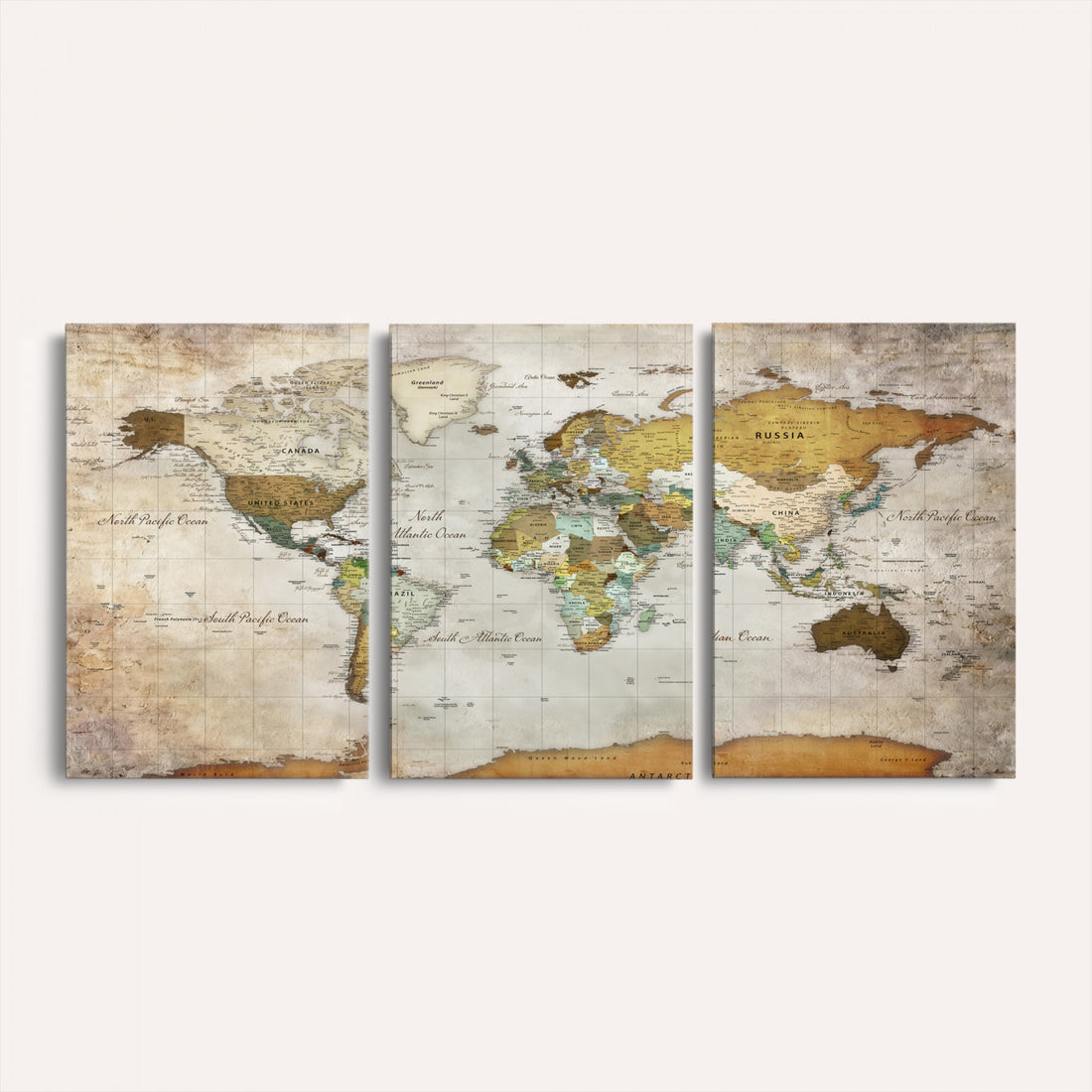 Personalized World Map Canvas Print | Colorful Watercolor Travel Map