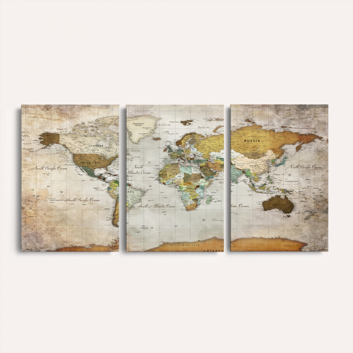 86108417-MGV-CV-36X24 - World Map Wall Art Canvas Print, Modern Decorative Framed Map Artwork Prints for Living Room, Office, Bedroom Wall Decor