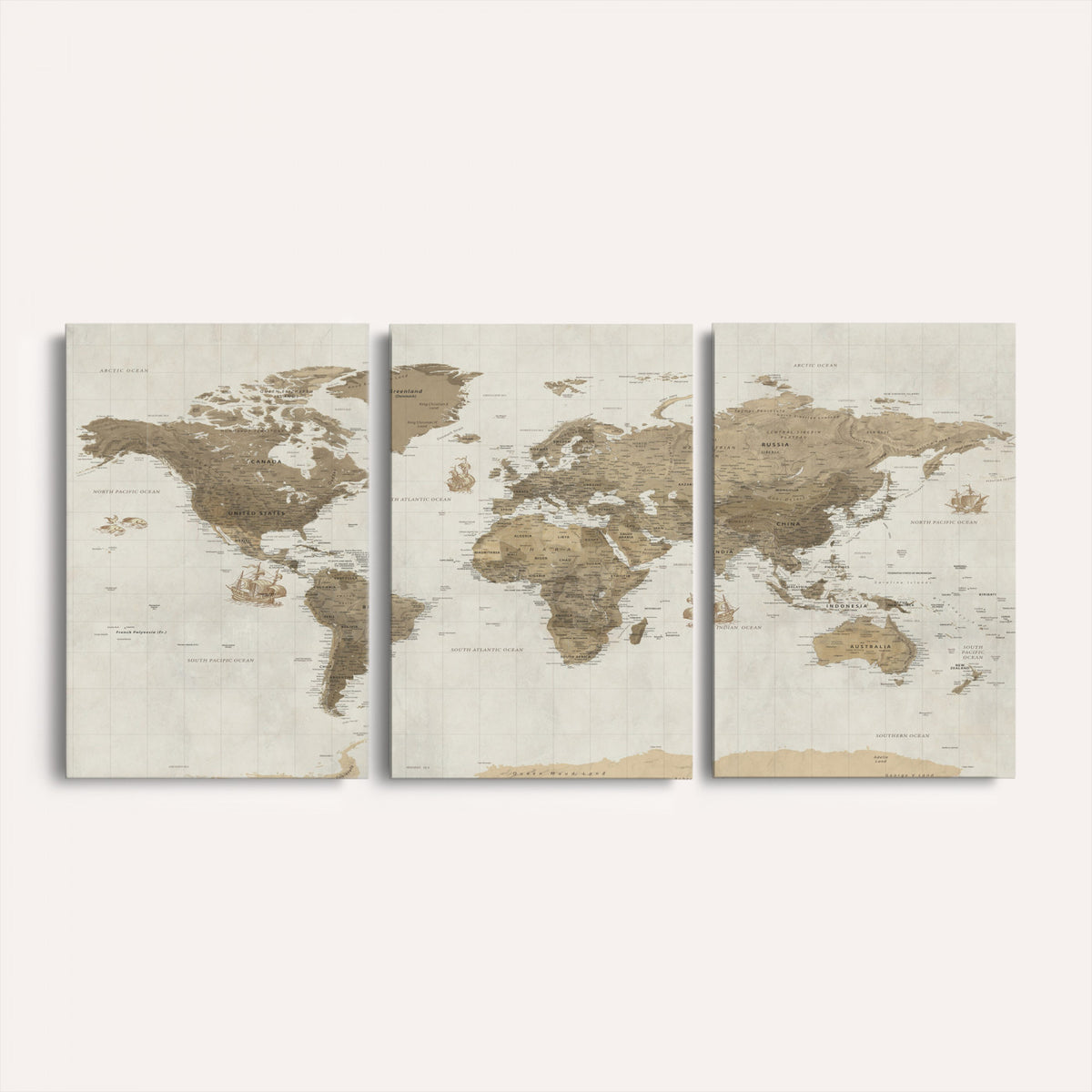 28283260-MGV-CV-36X24 - Detailed World Map Wall Art Canvas Print