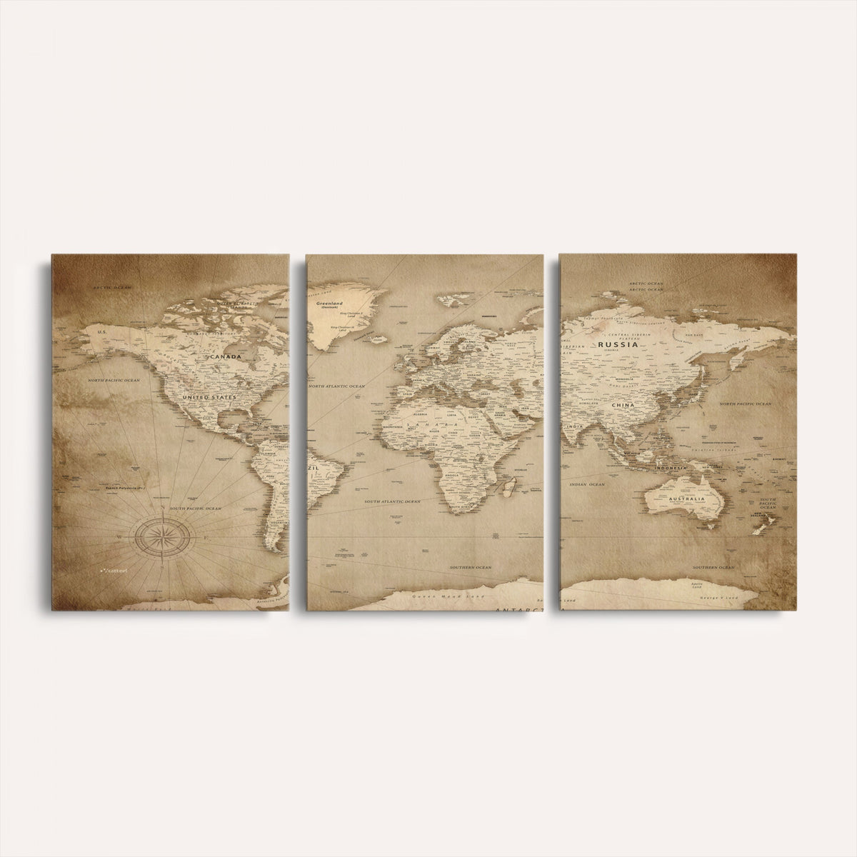 34795134-MGV-CV-36X24 - World Map Wall Art Canvas Print, Modern Decorative Framed Map Artwork Prints for Living Room, Office, Bedroom Wall Decor