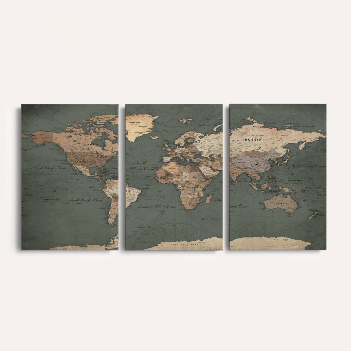 84619399-MGV-CV-36X24 - World Map Wall Art Canvas Print, Modern Decorative Framed Map Artwork Prints for Living Room, Office, Bedroom Wall Decor