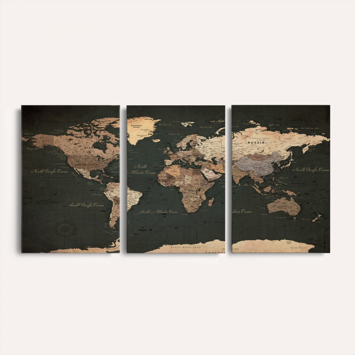 62059333-MGV-CV-36X24 - World Map Wall Art Canvas Print, Modern Decorative Framed Map Artwork Prints for Living Room, Office, Bedroom Wall Decor