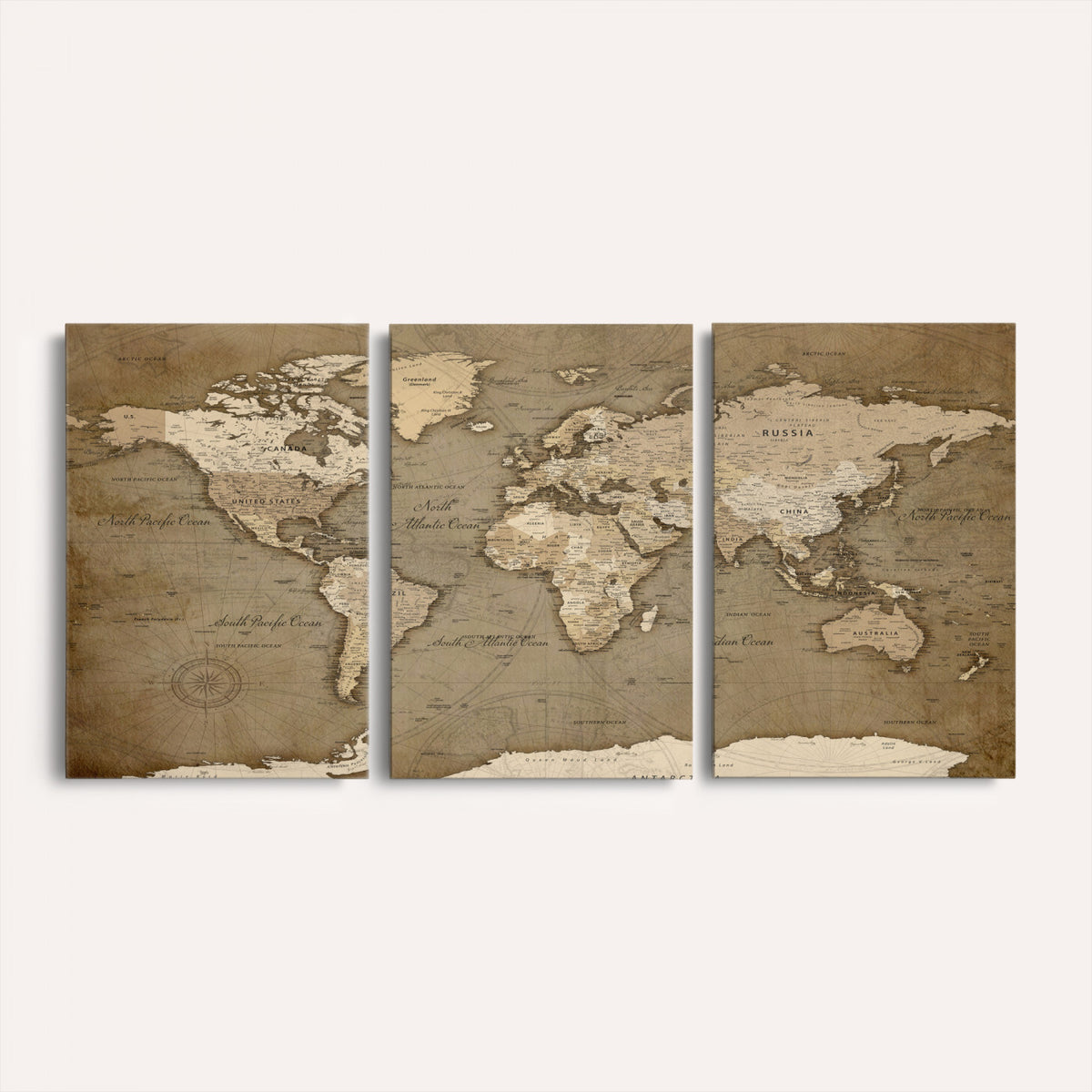 82314635-MGV-CV-36X24 - World Map Wall Art Canvas Print, Modern Decorative Framed Map Artwork Prints for Living Room, Office, Bedroom Wall Decor