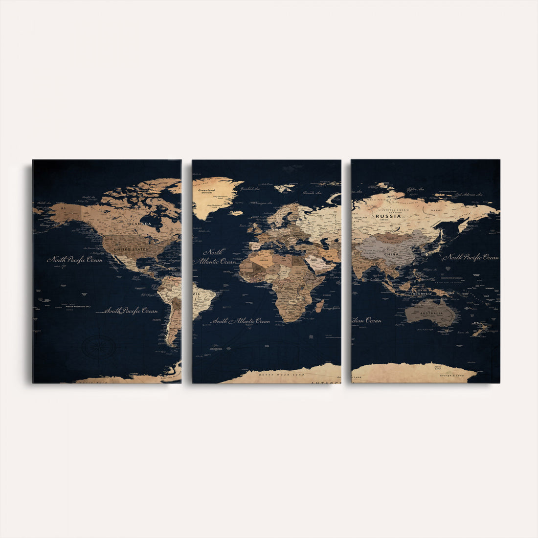 World Map Canvas Print | Detailed Map of the World Wall Art for Home and Office