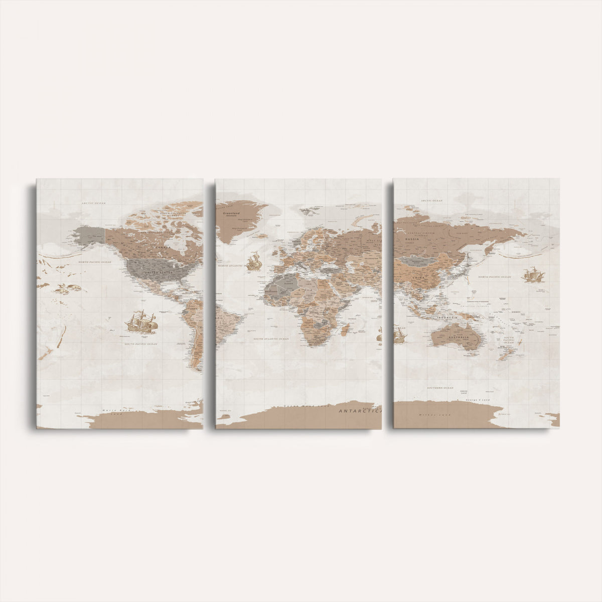 85057279-MGV-CV-36X24 - Framed Large World Map Canvas Print for Office Decor