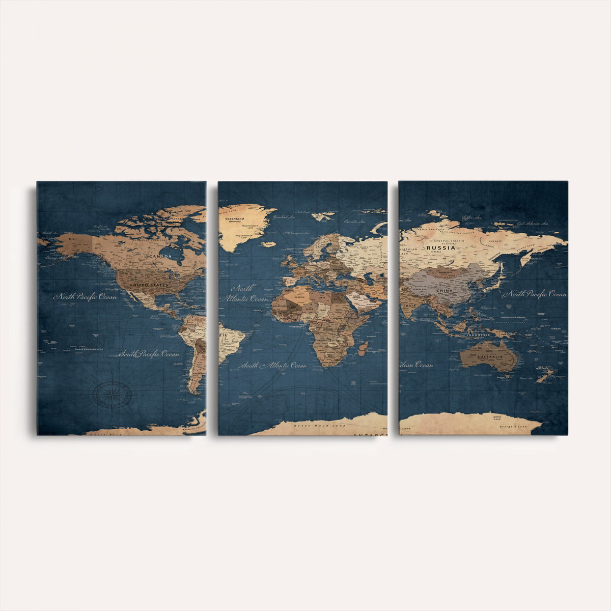 69886352-MGV-CV-36X24 - World Map Wall Art Canvas Print, Modern Decorative Framed Map Artwork Prints for Living Room, Office, Bedroom Wall Decor