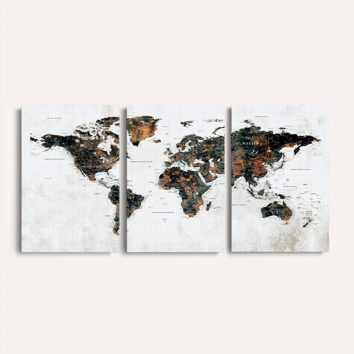 60008766-MGV-CV-36X24 - Large World Map Canvas Print – Framed Travel Map Wall Art
