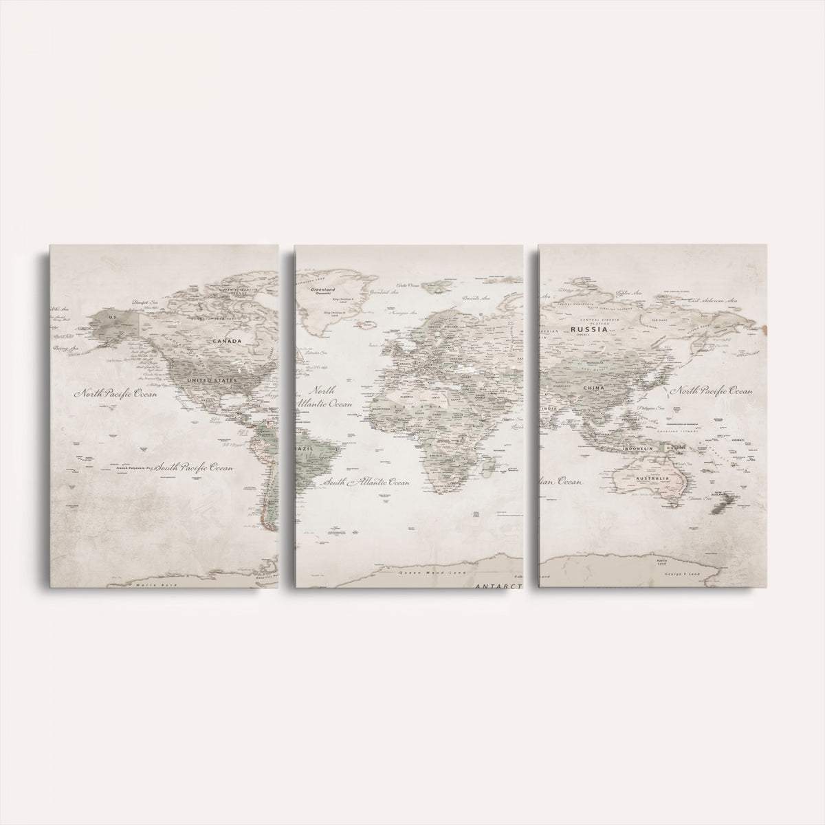 90355419-MGV-CV-36X24 - Antique Style World Map Canvas Print | Vintage Detailed World Map Art for Travel Lovers