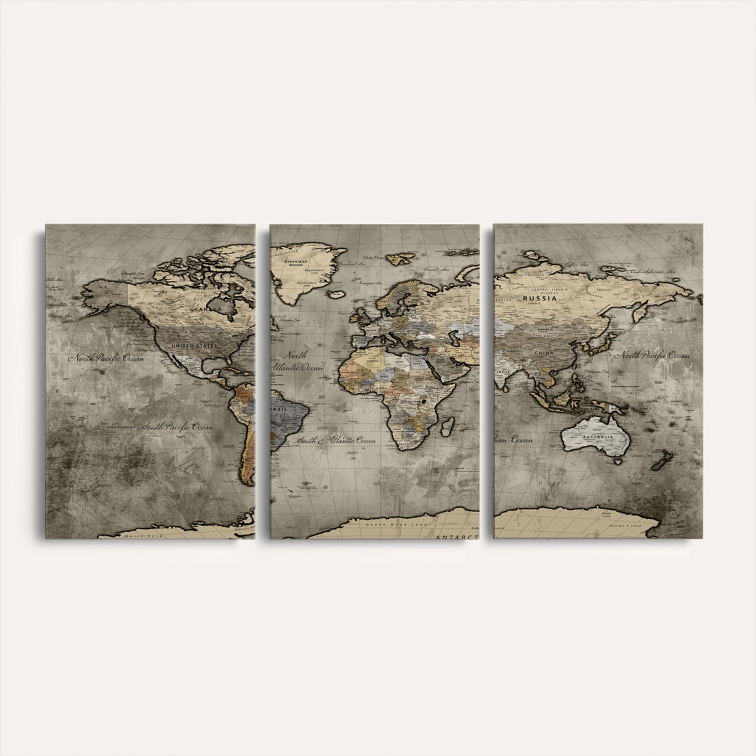 World Map Canvas Print, Detailed Map of the World Wall Art