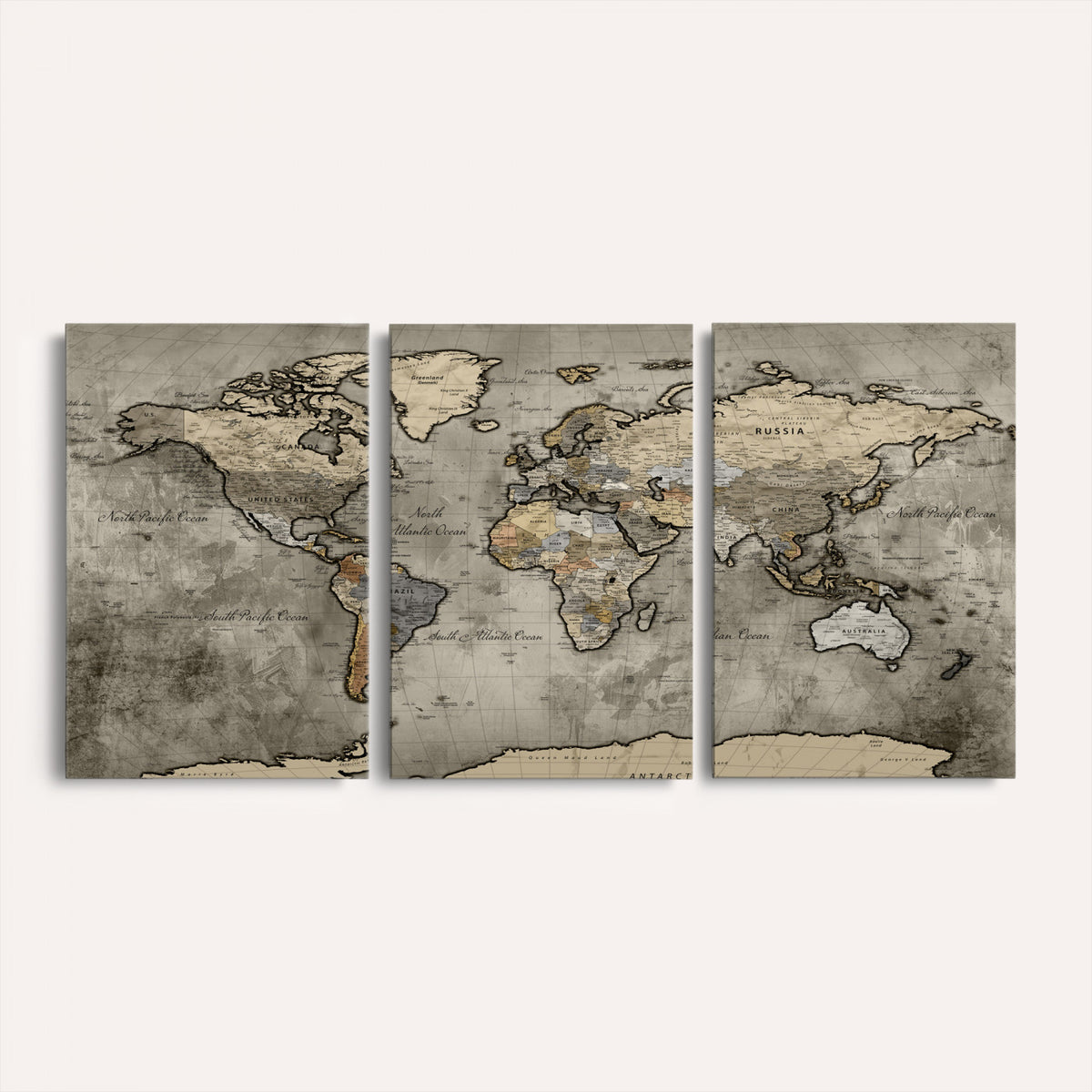 85218700-MGV-CV-36X24 - World Map Canvas Print, Detailed Map of the World Wall Art