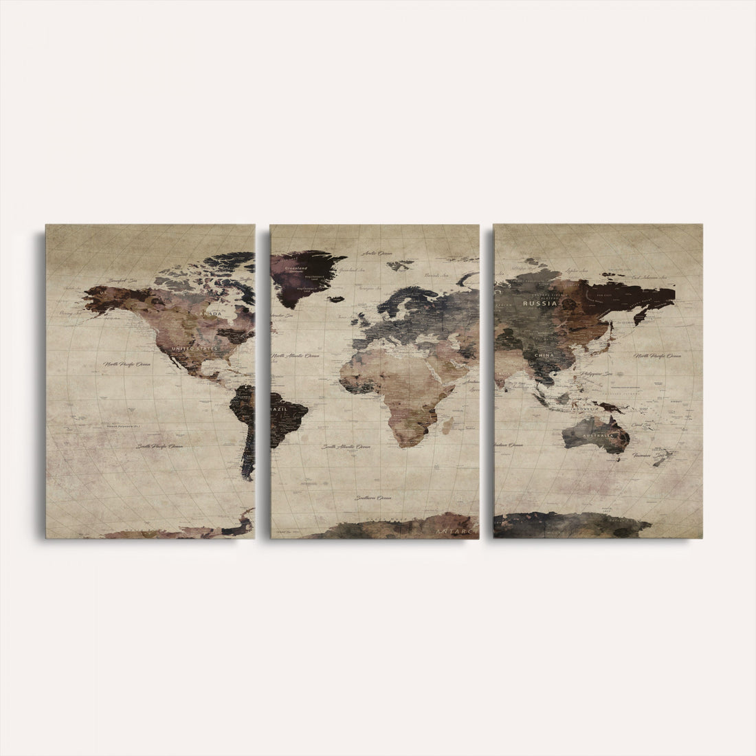 World Map Canvas Print, Detailed Map of the World, Adventure Gift for Couples and Anniversaries