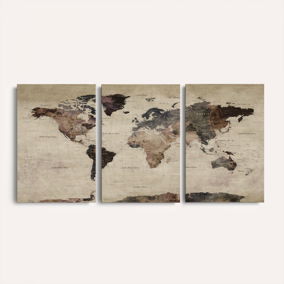 59159103-MGV-CV-36X24 - World Map Canvas Print, Detailed Map of the World, Adventure Gift for Couples and Anniversaries