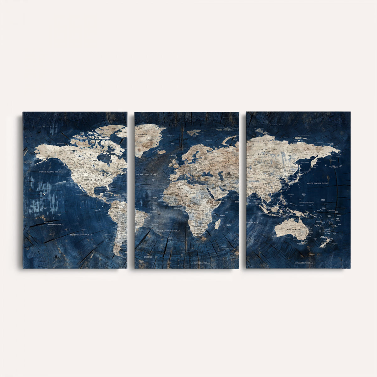 56126010-MGV-CV-36X24 - Large Blue World Map Wall Art Canvas Print for Home Office