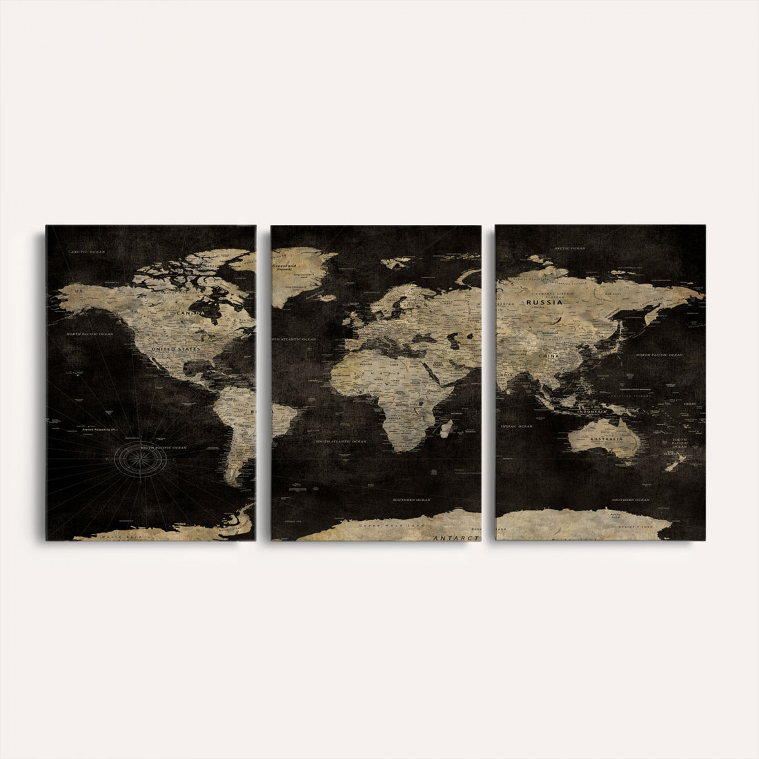 Push Pin World Map Canvas Wall Art Print, Interactive Travel Map
