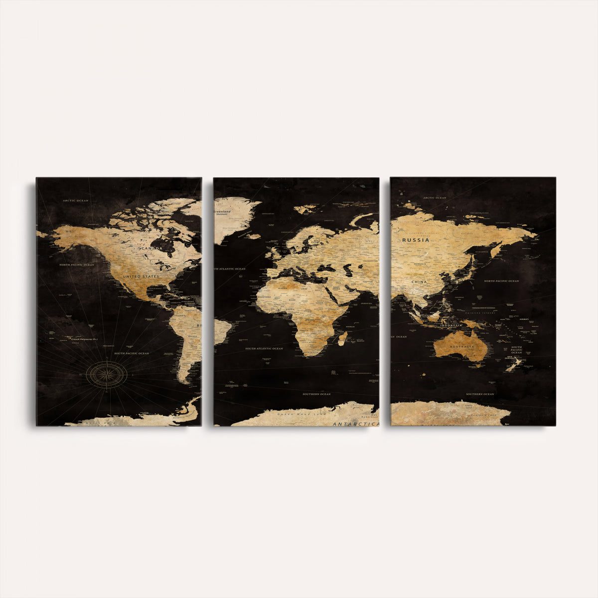 70468159-MGV-CV-36X24 - Extra Large World Map Canvas Print – Detailed Map Classic