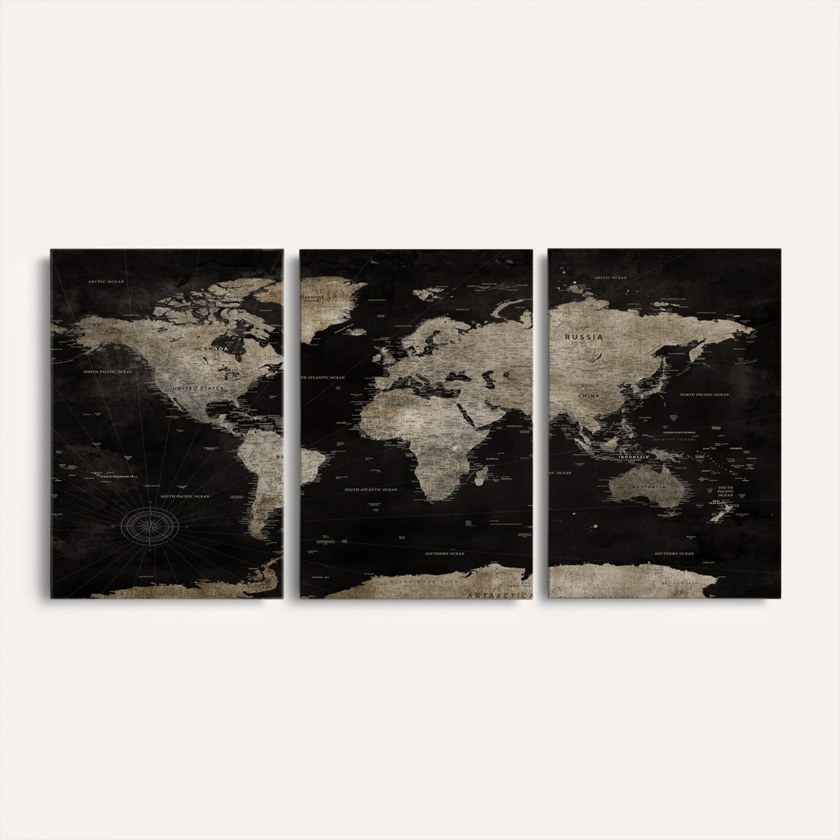 56225956-MGV-CV-36X24 - Detailed World Map Wall Art Print - Large Framed World Map