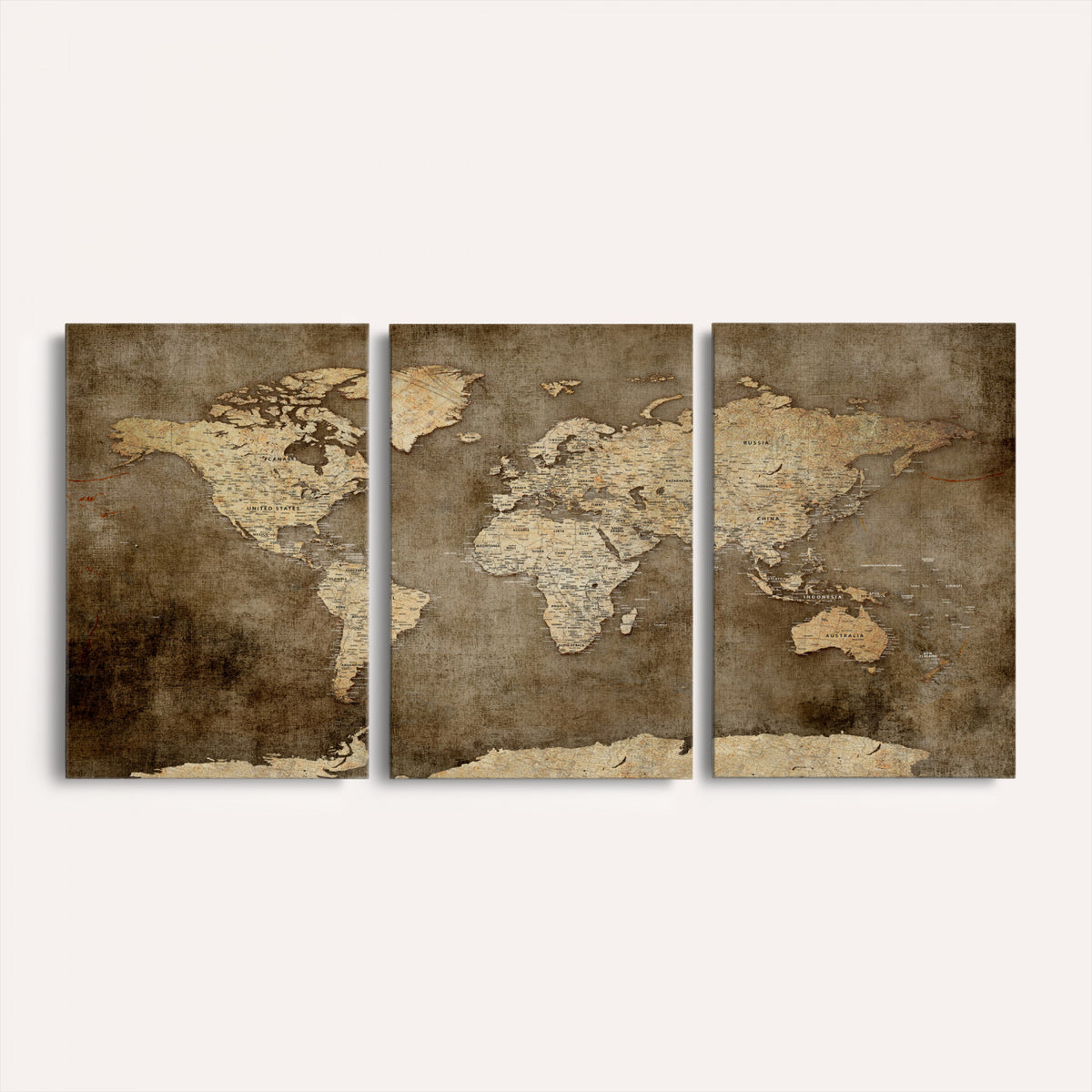 35847542-MGV-CV-36X24 - Dark Vintage World Map Canvas Wall Art Print, Antique Map
