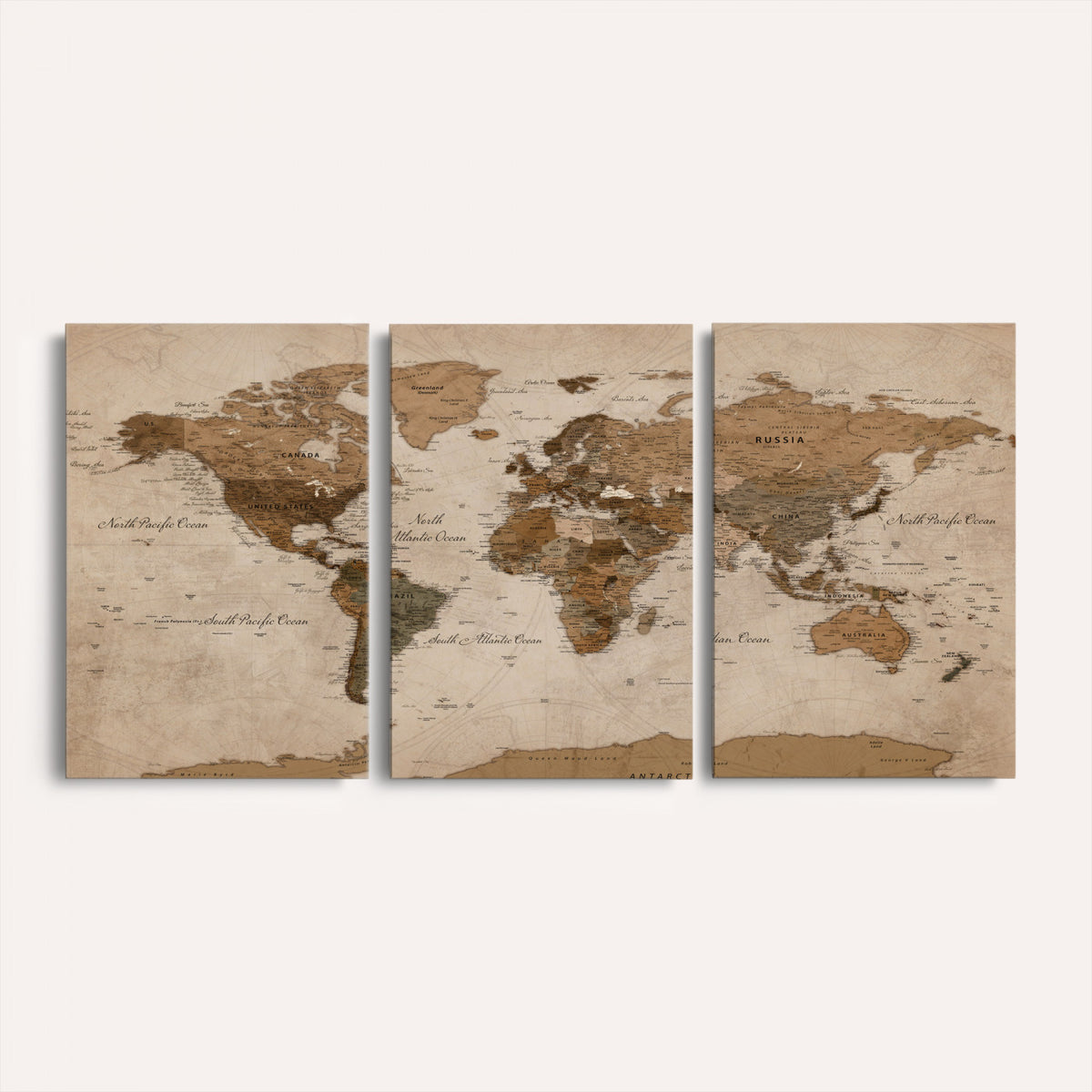 40064188-MGV-CV-36X24 - World Map Wall Art Canvas Print, Modern Decorative Framed Map Artwork Prints for Living Room, Office, Bedroom Wall Decor