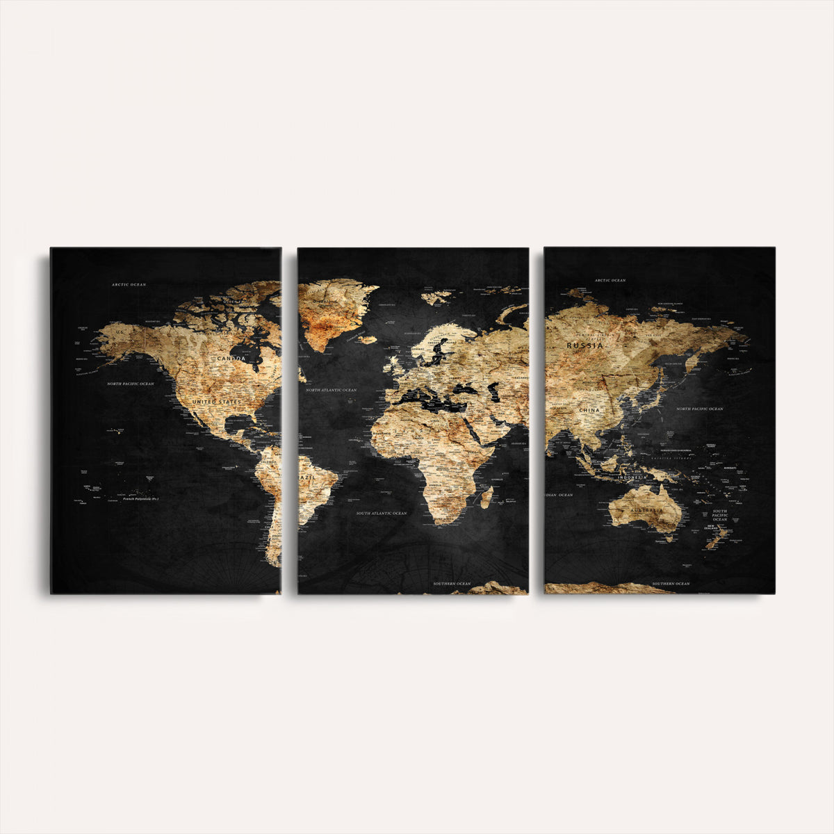 23568589-MGV-CV-36X24 - World Map Wall Art Canvas Print, Modern Decorative Framed Map Artwork Prints for Living Room, Office, Bedroom Wall Decor