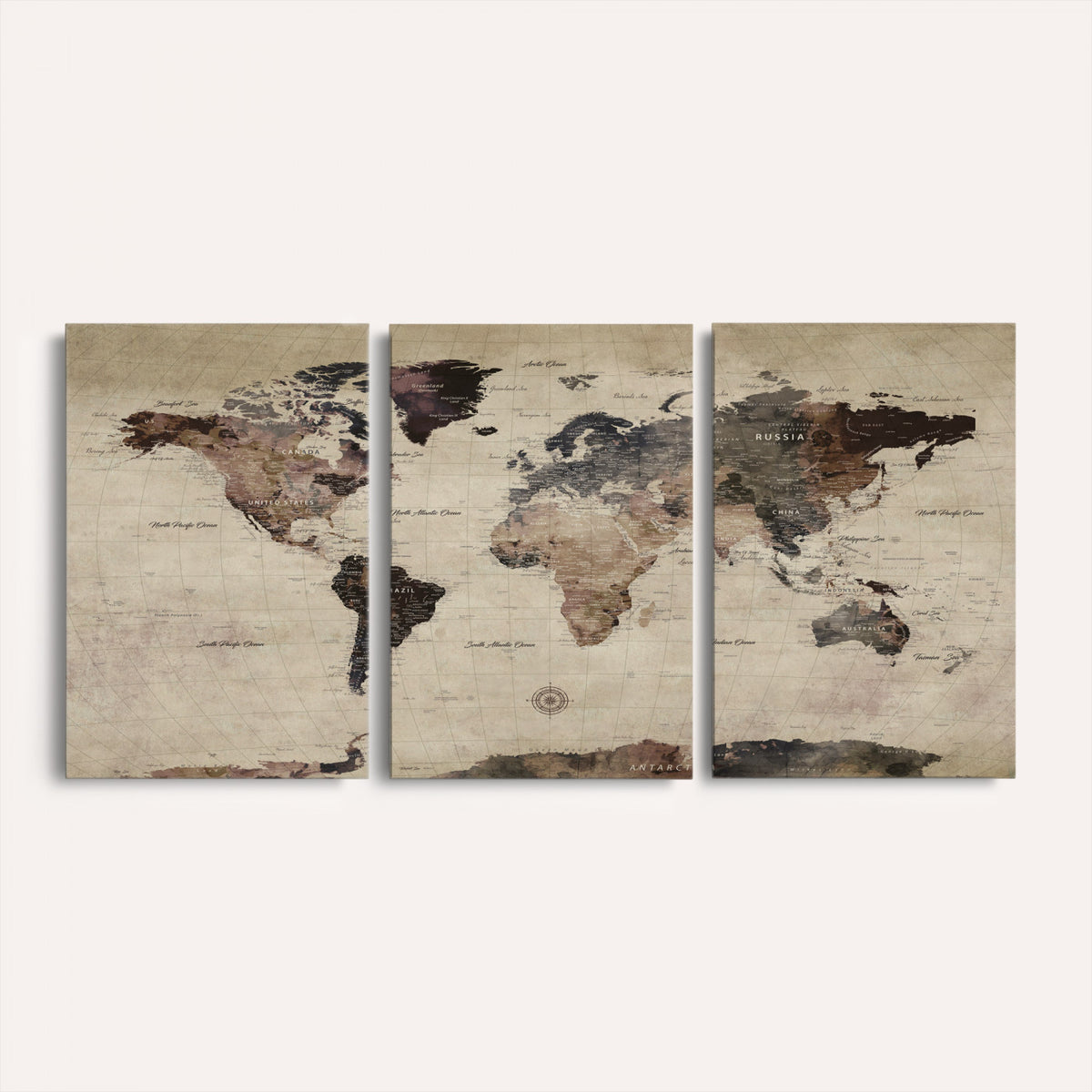 60560672-MGV-CV-36X24 - World Map Wall Art Canvas Print, Modern Decorative Framed Map Artwork Prints for Living Room, Office, Bedroom Wall Decor