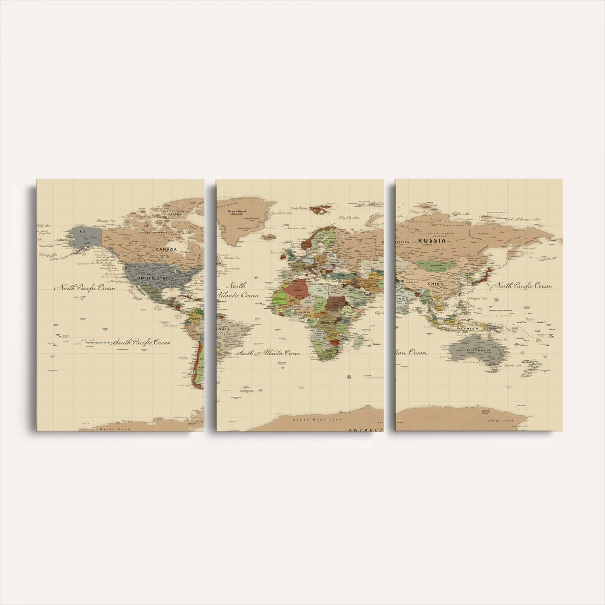 31407854-MGV-CV-36X24 - World Map Wall Art Canvas Print, Modern Decorative Framed Map Artwork Prints for Living Room, Office, Bedroom Wall Decor