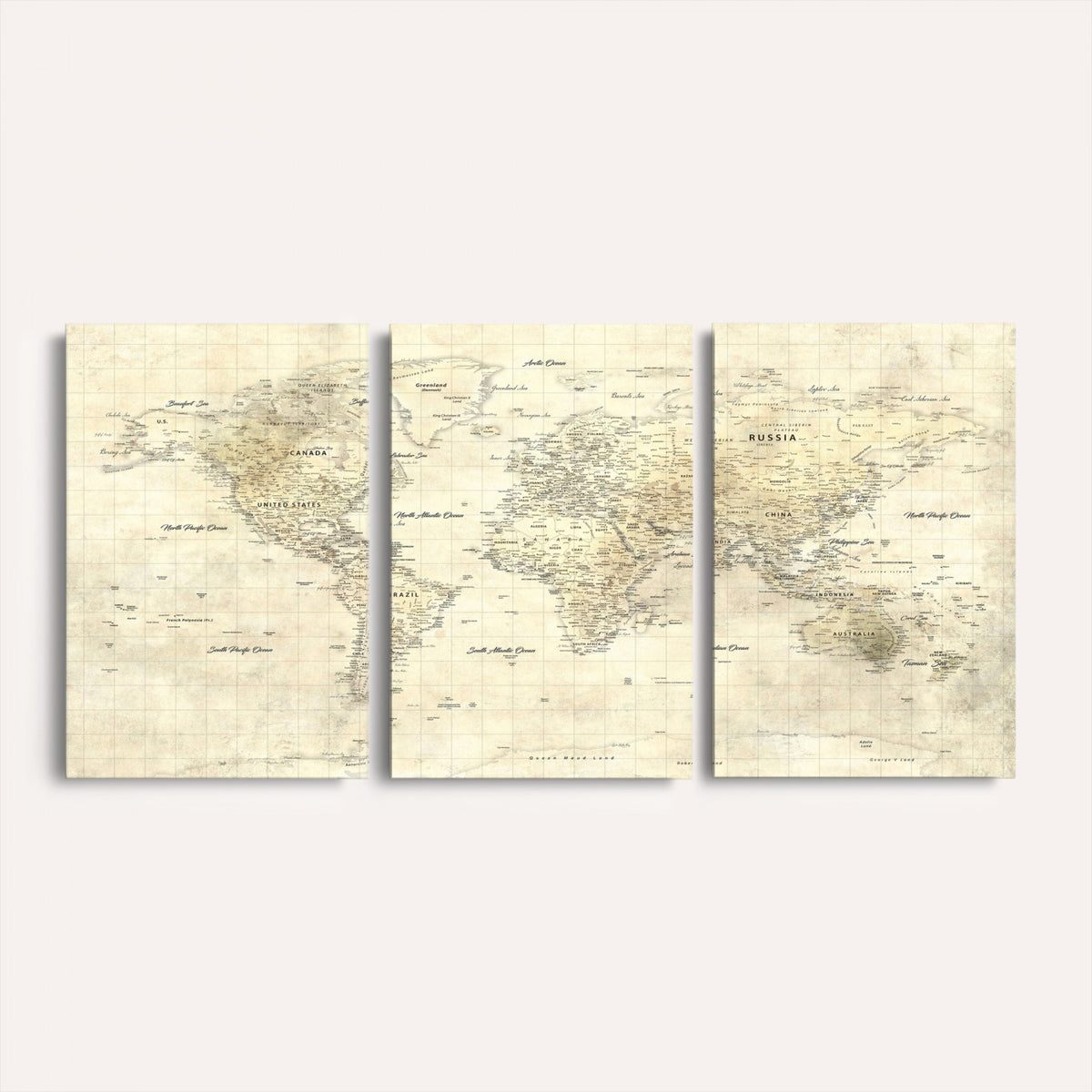 17101439-MGV-CV-36X24 - World Map Wall Art Canvas Print, Modern Decorative Framed Map Artwork Prints for Living Room, Office, Bedroom Wall Decor