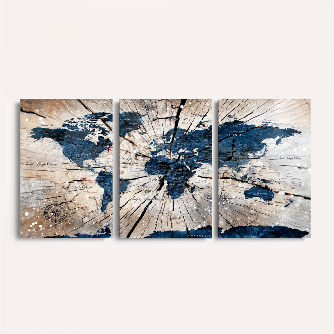Rustic World Map Canvas Print | Framed Wall Art for Couples