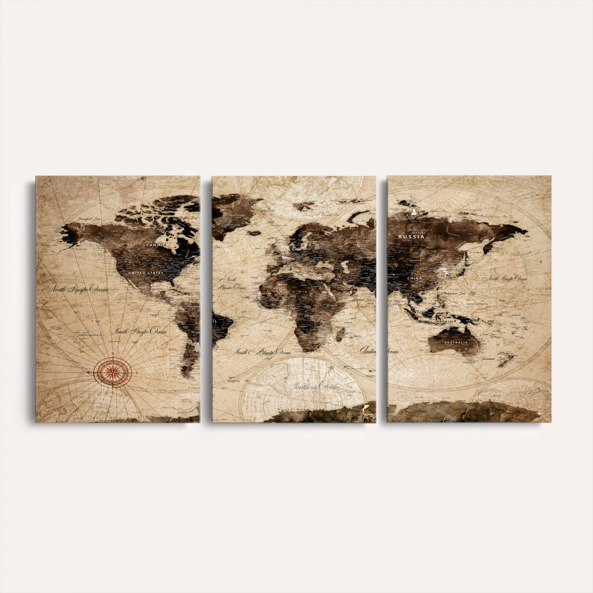 47657418-MGV-CV-36X24 - World Map Wall Art Canvas Print, Modern Decorative Framed Map Artwork Prints for Living Room, Office, Bedroom Wall Decor