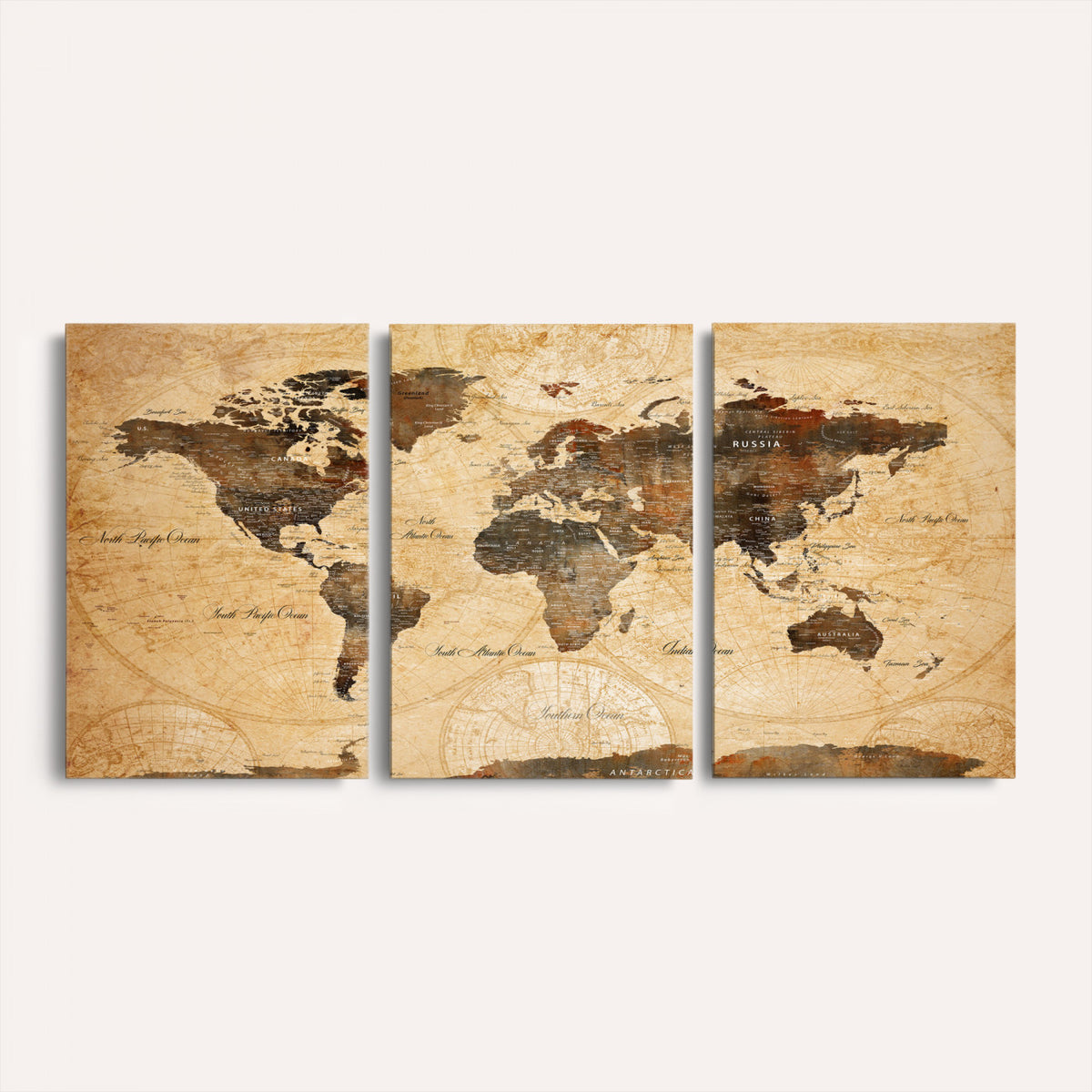 63156625-MGV-CV-36X24 - World Map Wall Art Canvas Print, Modern Decorative Framed Map Artwork Prints for Living Room, Office, Bedroom Wall Decor