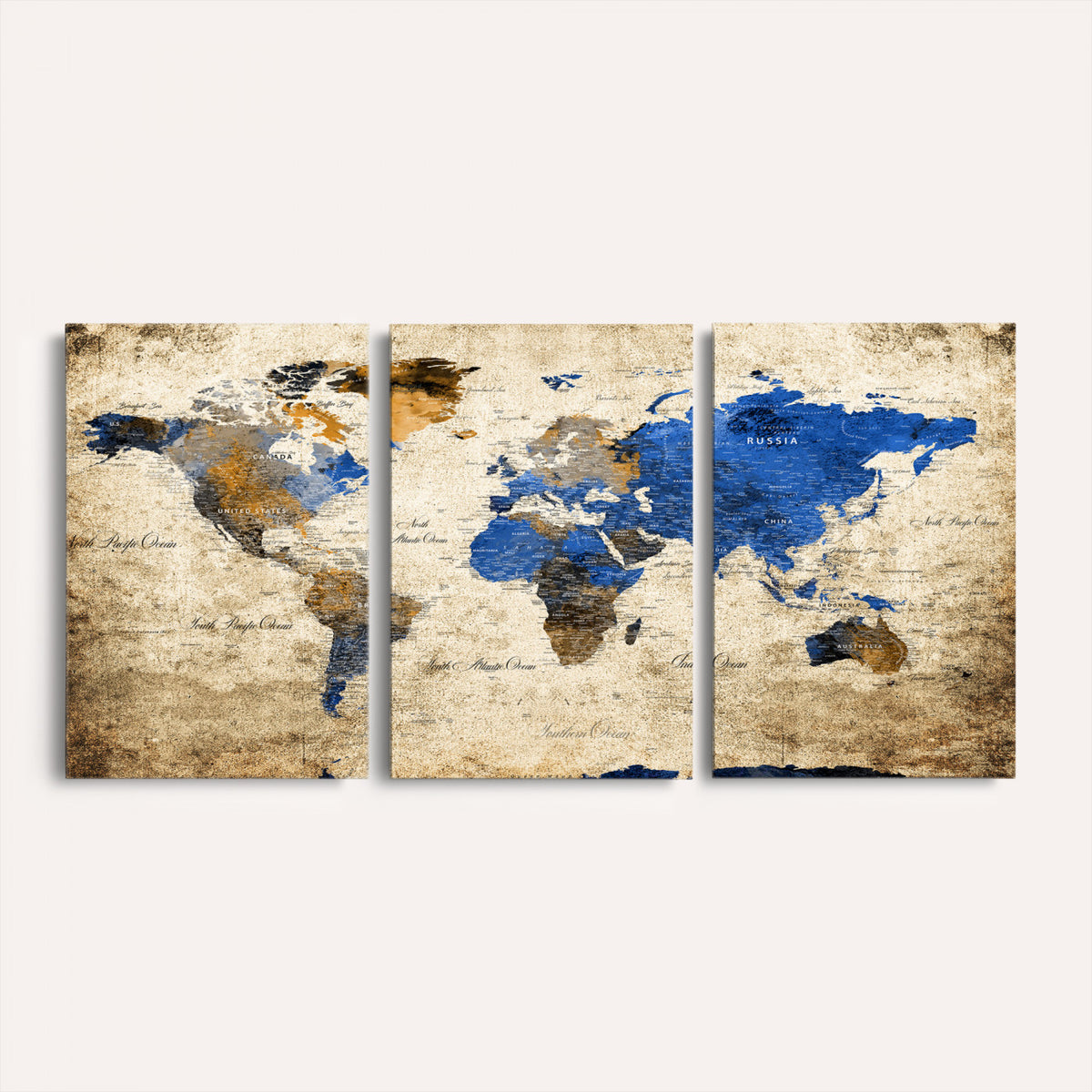 27314341-MGV-CV-36X24 - World Map Wall Art Canvas Print, Modern Decorative Framed Map Artwork Prints for Living Room, Office, Bedroom Wall Decor