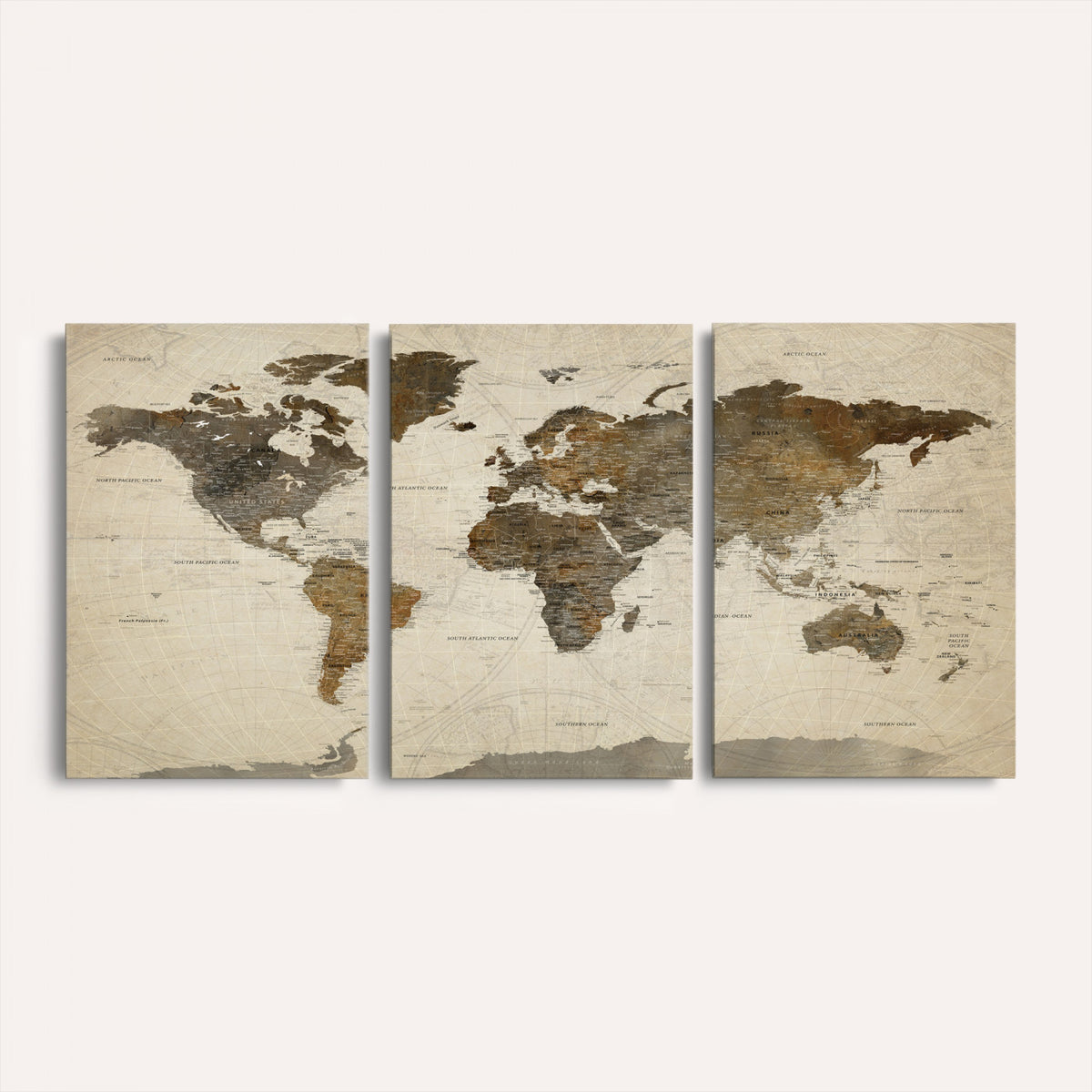 49623468-MGV-CV-36X24 - World Map Wall Art Canvas Print, Modern Decorative Framed Map Artwork Prints for Living Room, Office, Bedroom Wall Decor