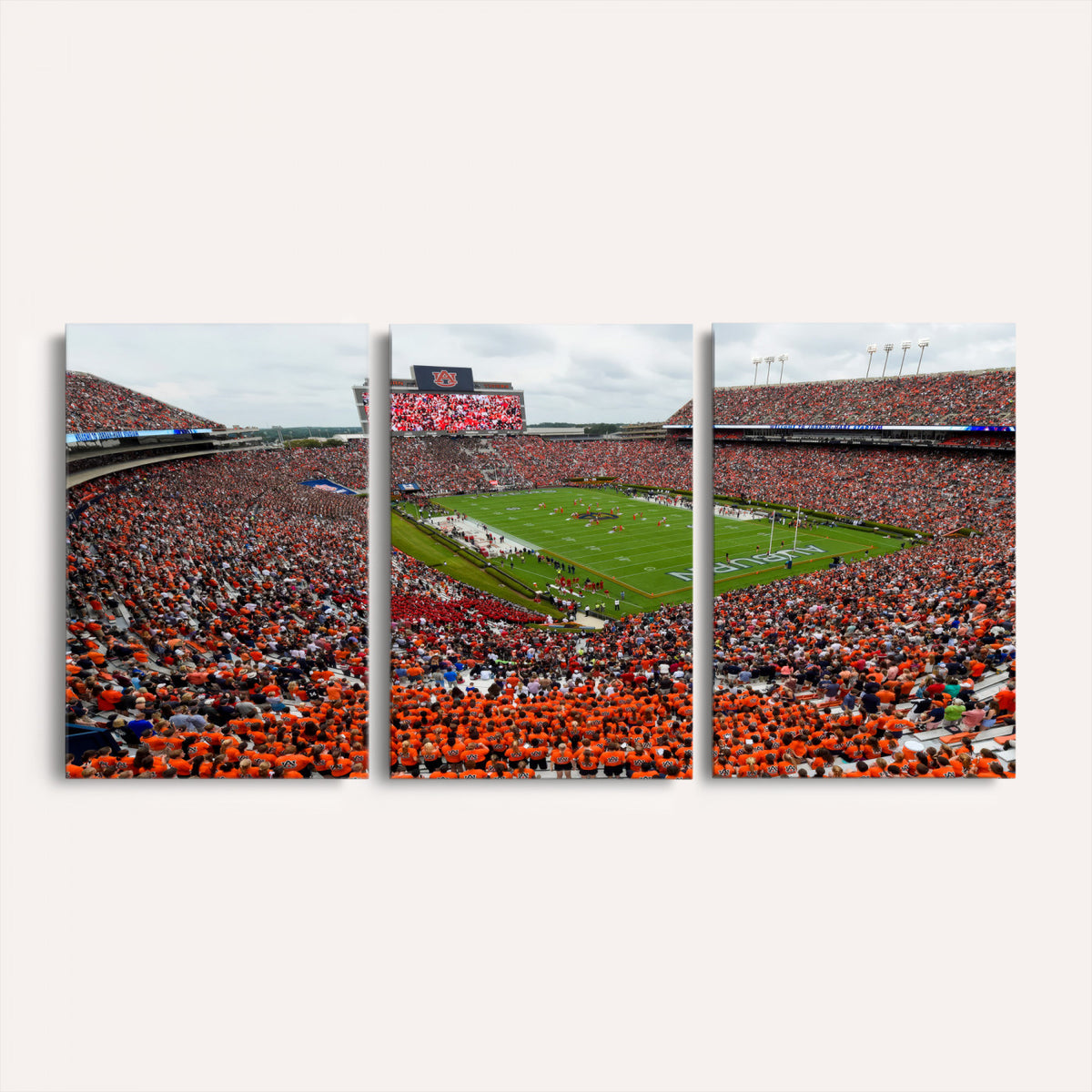 82562490-MGV-CV-36X24 - Auburn Stadium Sunset Wall Art Canvas Print, Jordan Hare Stadium Game Day Crowd, Auburn Tigers Football Artwork
