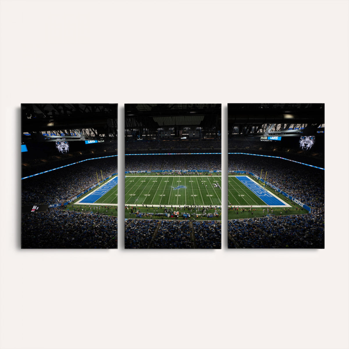 16709602-MGV-CV-36X24 - Detroit Lions Stadium Wall Art Canvas Print, Football Field Panorama
