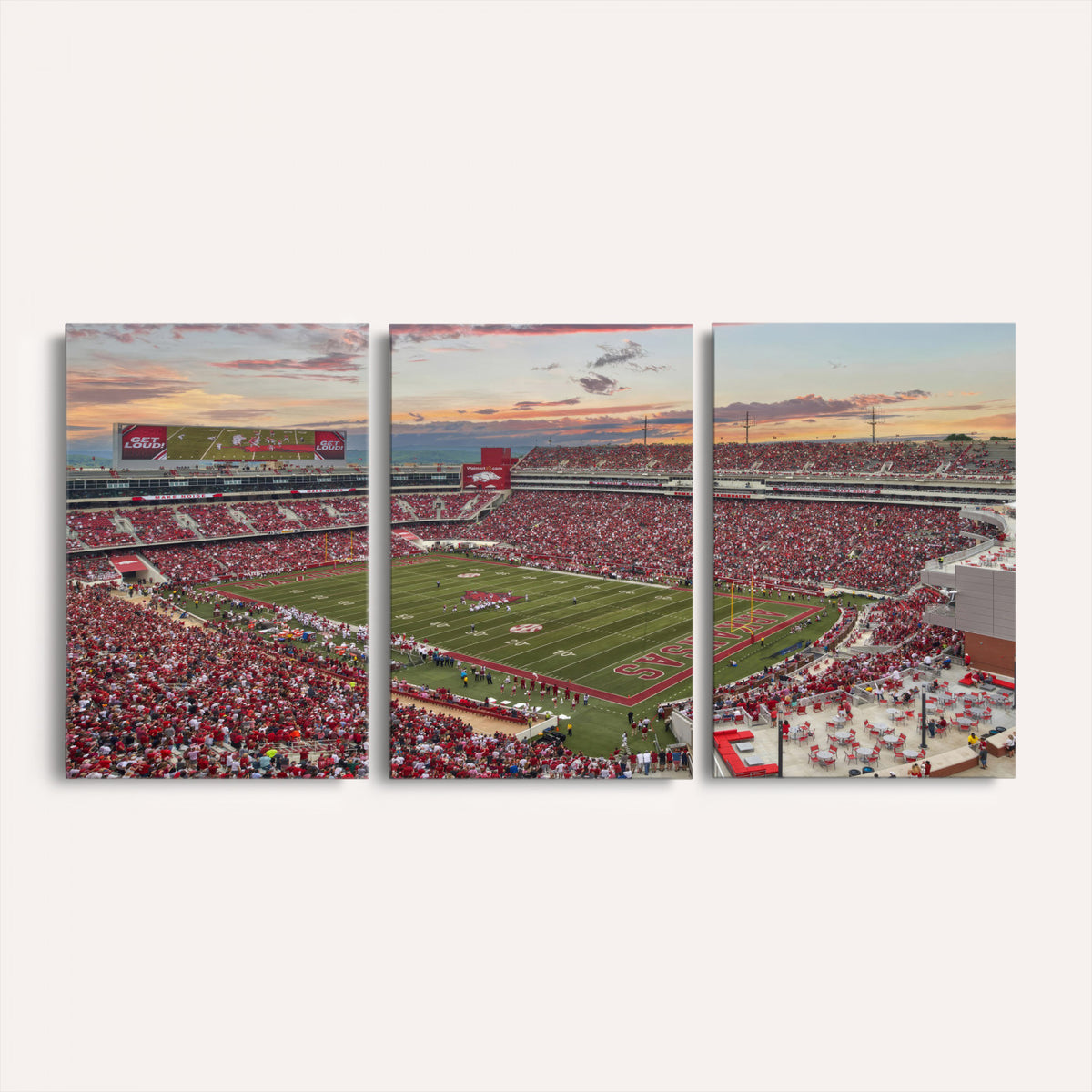 82233065-MGV-CV-36X24 - Donald W. Reynolds Razorback Stadium Wall Art Canvas Print – Arkansas Razorbacks Football Artwork for Home, Office, and Sports Room Decor
