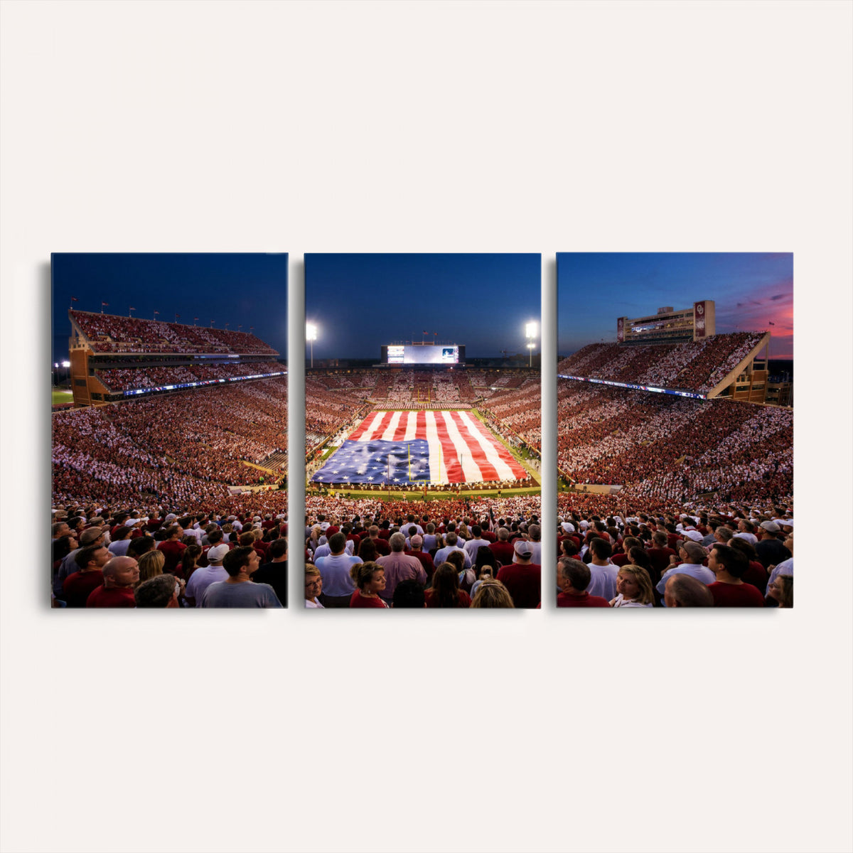 59917418-MGV-CV-36X24 - Oklahoma Memorial Stadium Wall Art Canvas Print | Oklahoma Sooners Football Artwork for Home, Office, and Sports Room Decor