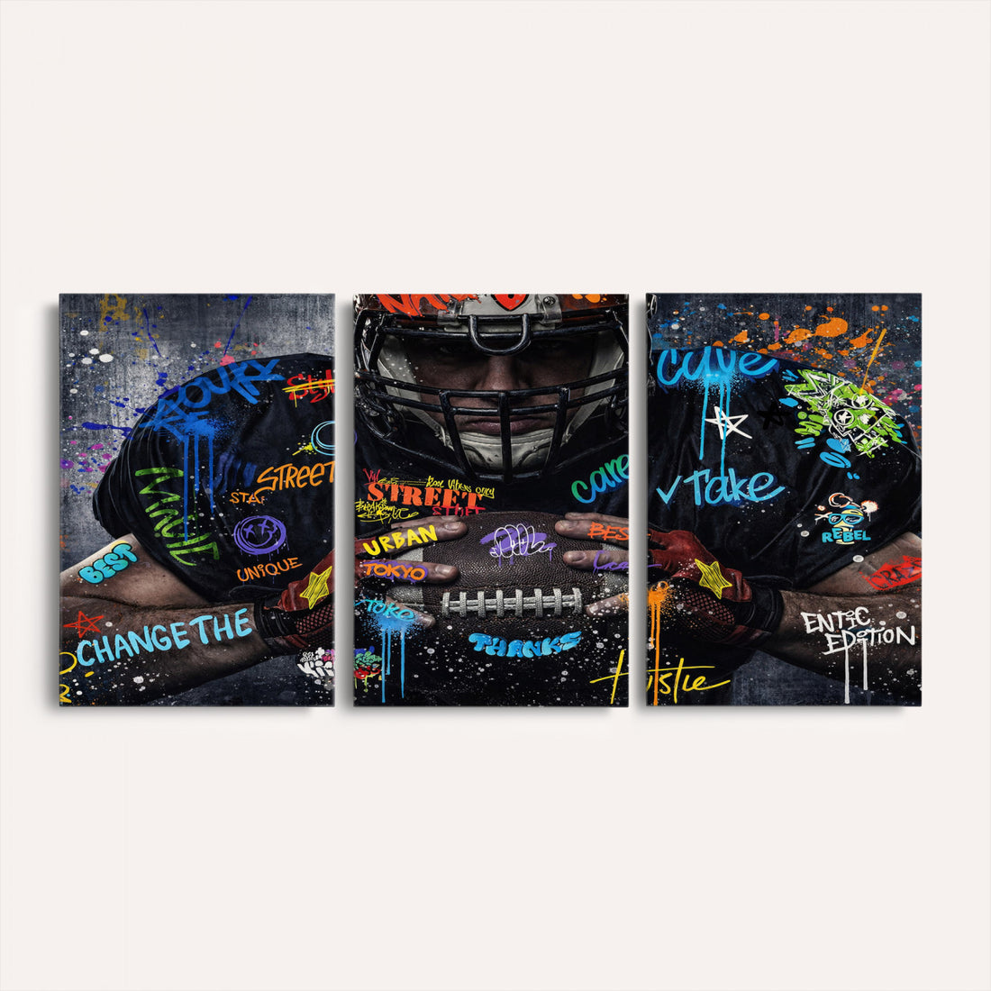 Graffiti American Football Player Street Art Wall Art Canvas Print