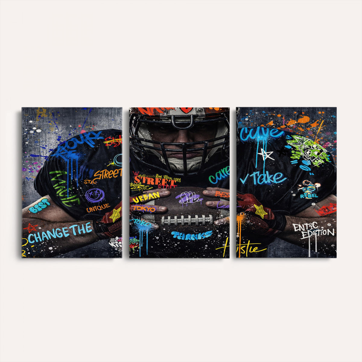 55267256-MGV-CV-36X24 - Graffiti American Football Player Street Art Wall Art Canvas Print