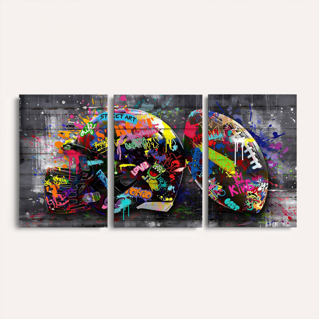 Graffiti American Football Helmet Street Art Wall Art Canvas Print