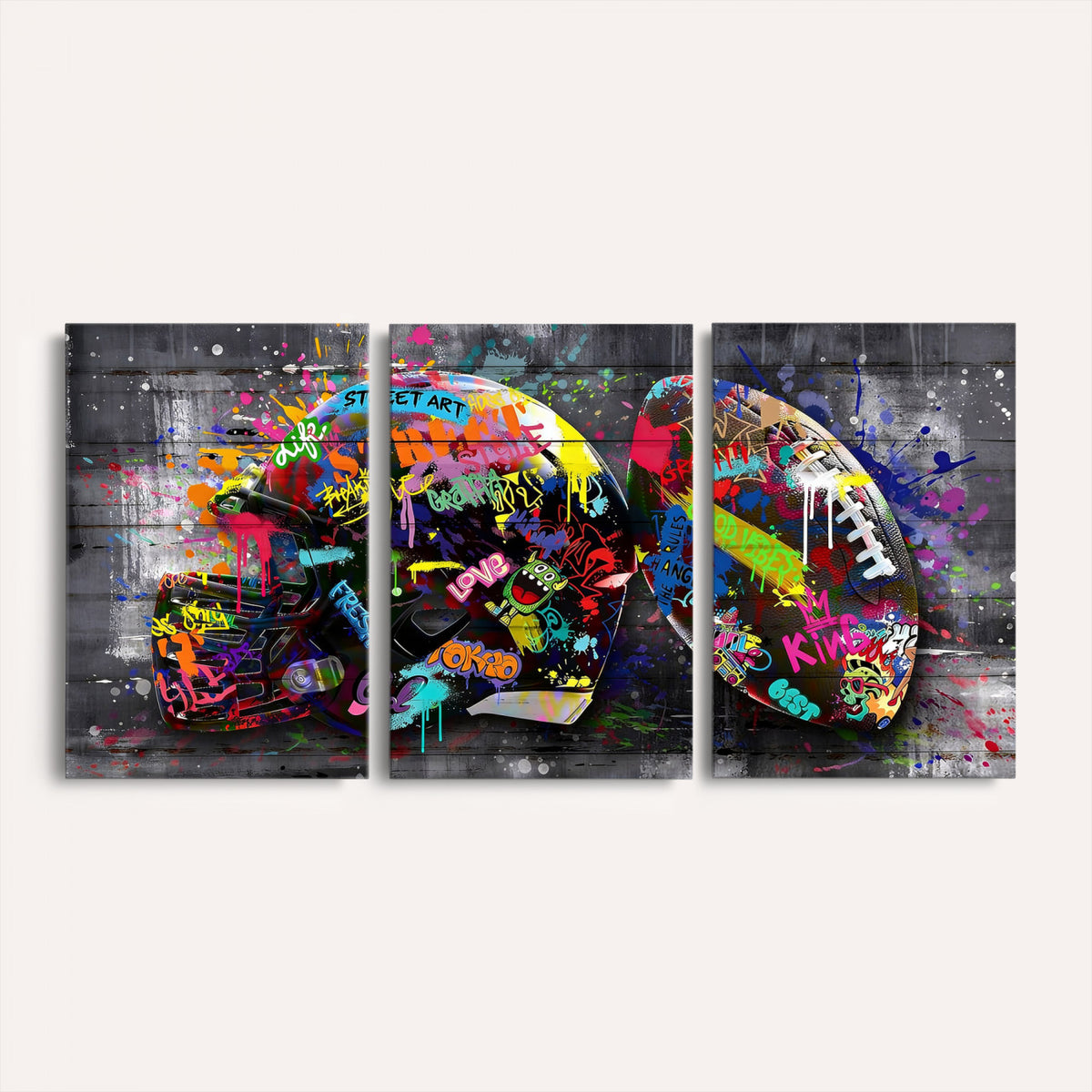 80540773-MGV-CV-36X24 - Graffiti American Football Helmet Street Art Wall Art Canvas Print
