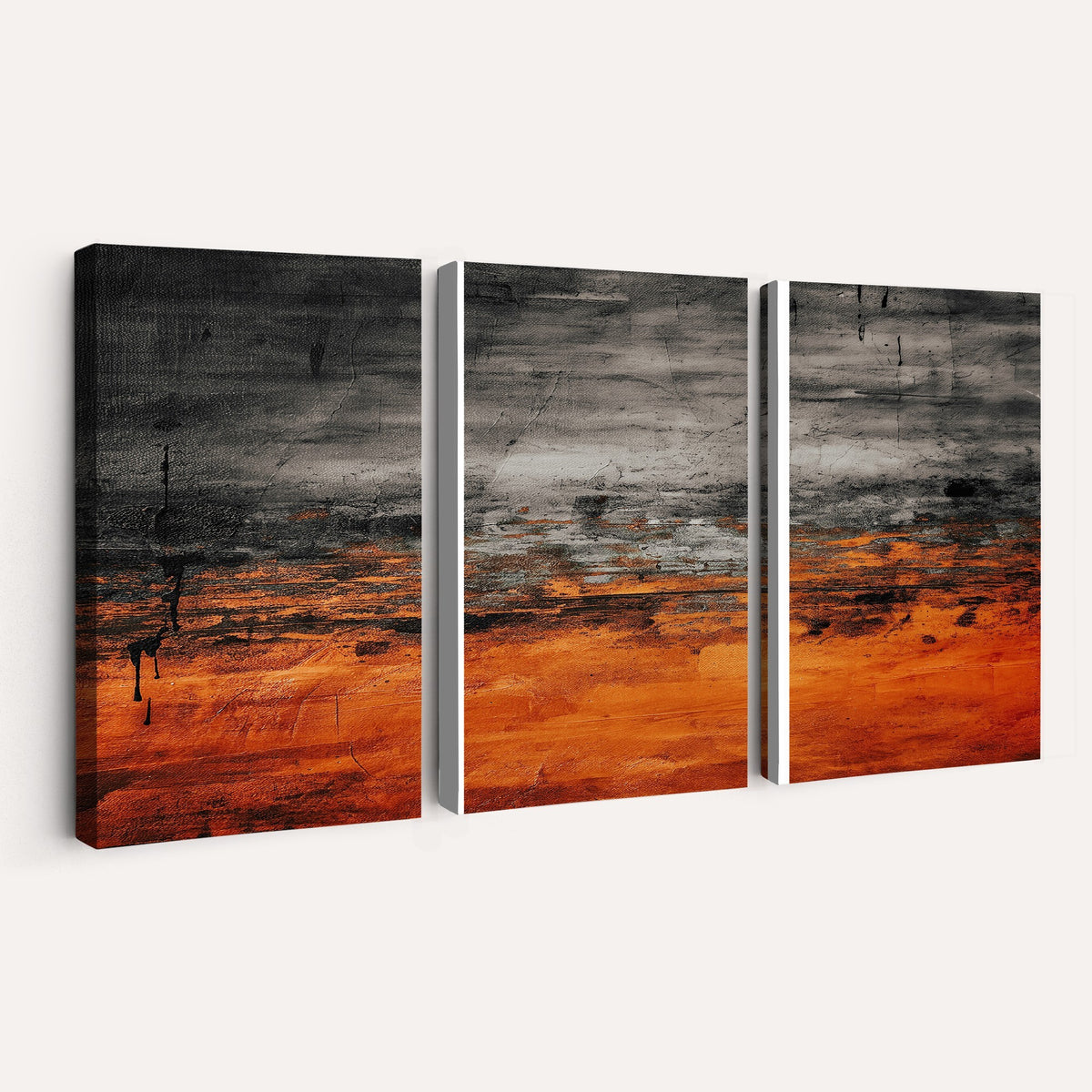 Black Orange Abstract Wall Art Canvas Print Modern Painterly Style