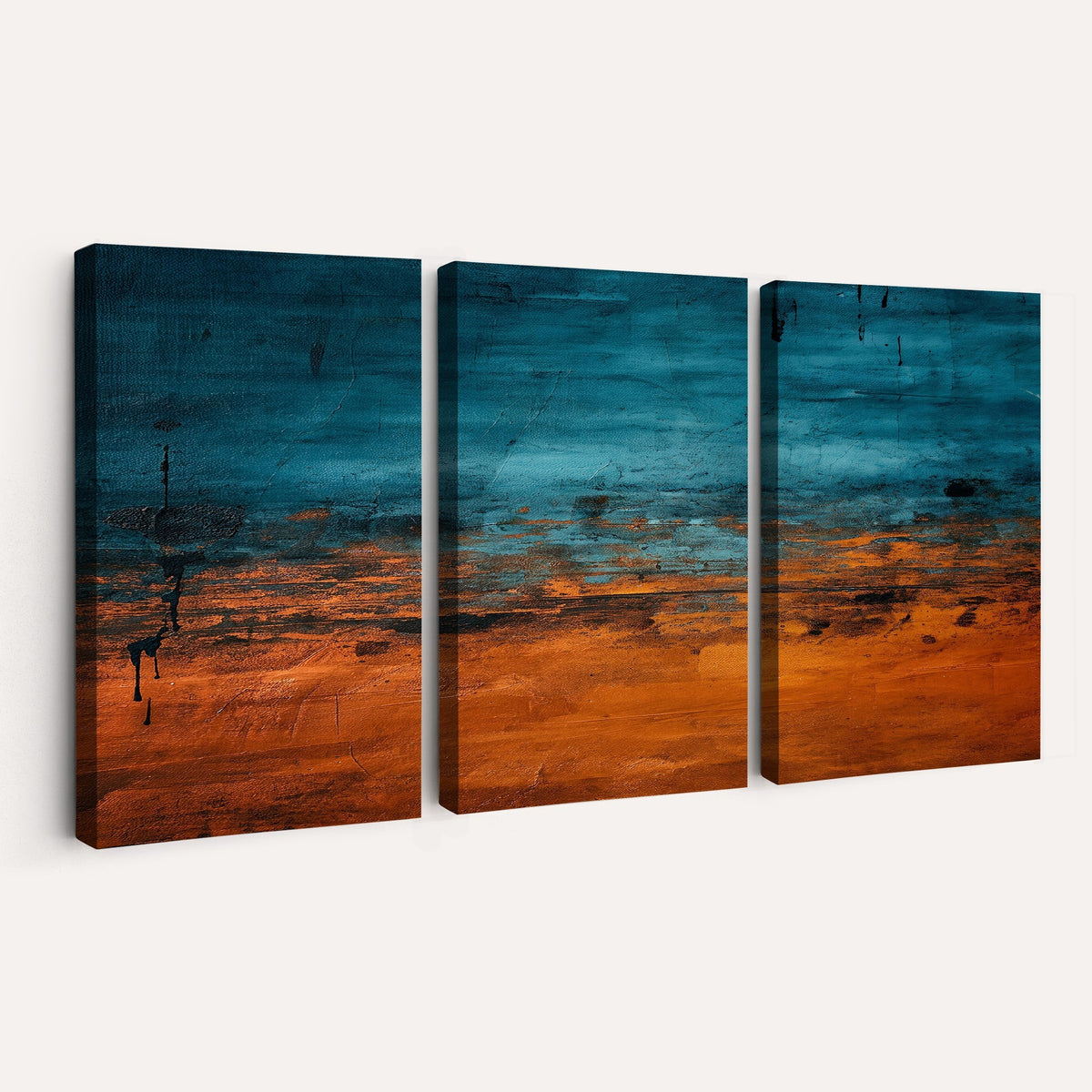 20543081-MGV-CV-24X16 - Teal Orange Abstract Wall Art Canvas Print Modern Large Statement Artwork