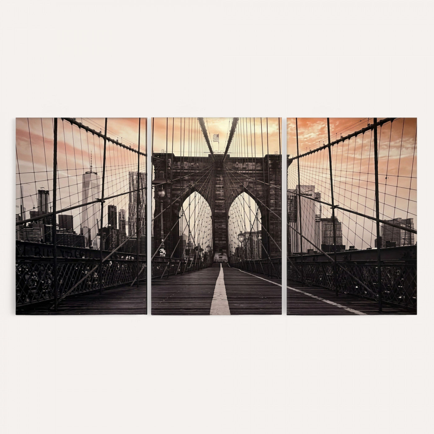 93226664-MGV-CV-36X24 - Brooklyn Bridge Canvas Wall Art, New York City Skyline Photography Print, NYC Landmark Urban Decor Artwork