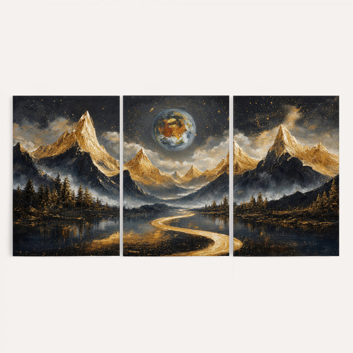 34202127-MGV-CV-36X24 - Abstract Mountain Wall Art Canvas Print Modern Landscape Painting Print
